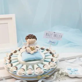 Torta Bomboniere "Cuore degli Angeli" Calamite per Bimbo