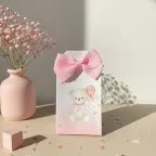 Astuccio porta confetti rosa orsetto + confetti e bigliettino