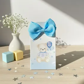 Astuccio porta confetti orsetto con fiocco + confetti inclusi