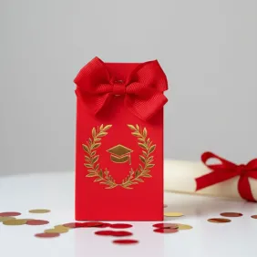 Astuccio Laurea Rosso con Stampa Dorata e Confetti Inclusi