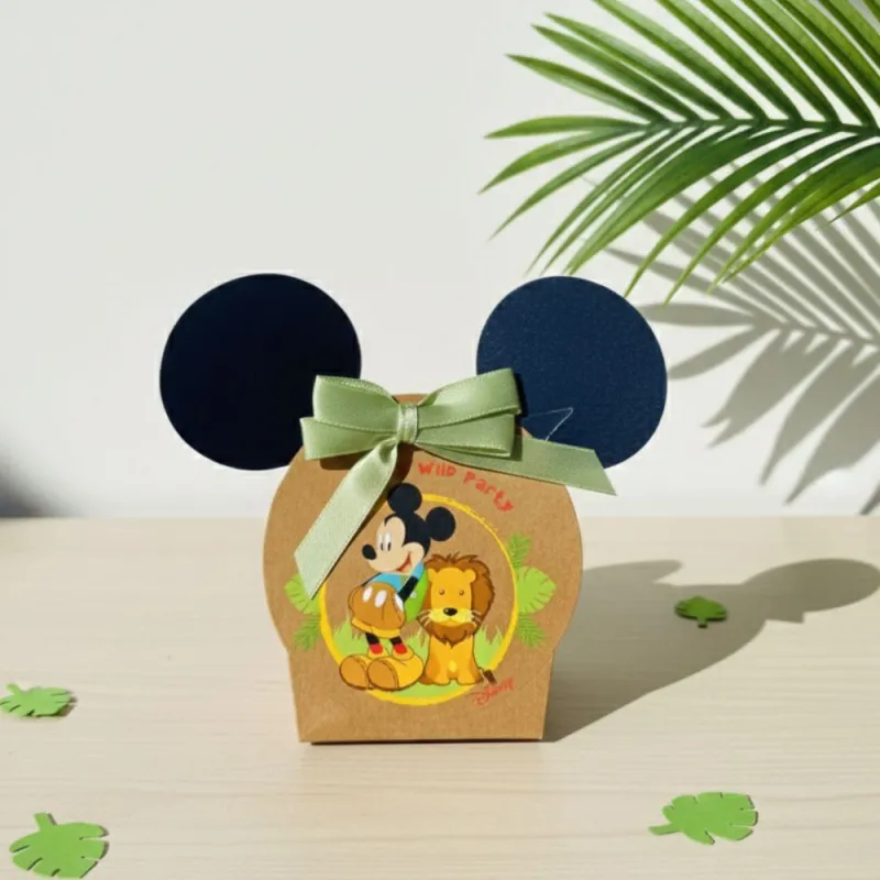 Astuccio porta confetti tema topolino wild con fiocco verde