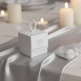 Scatolina con n°25 argento per Anniversario Matrimonio con Confetti