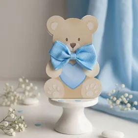 Portaconfetti Teddy Bear Azzurro con Confetti e Bigliettino