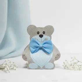 Portaconfetti Orsetto Pois Azzurro con Confetti e Biglietto