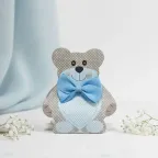 Portaconfetti Orsetto Pois Azzurro con Confetti e Biglietto