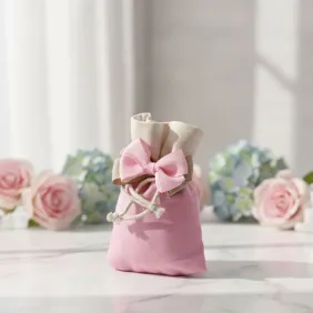Bomboniera Sacchetti Bicolor con Confetti Panna e Rosa