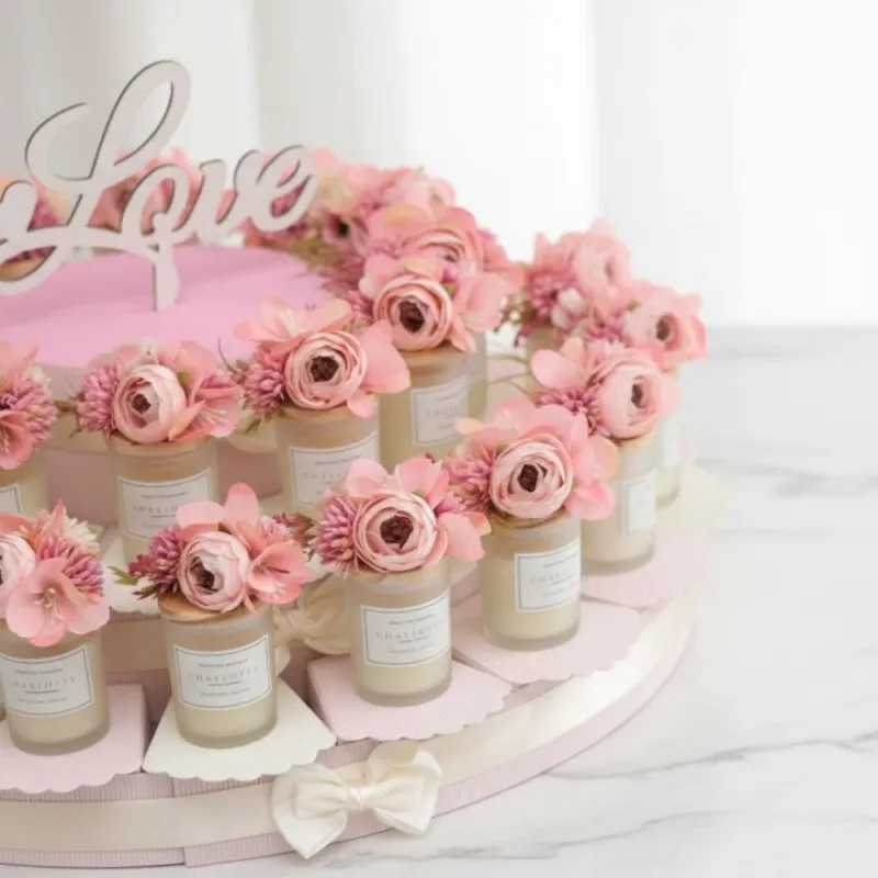 Confettata di fiori su candele profumate Matrimonio Comunione Battesimo
