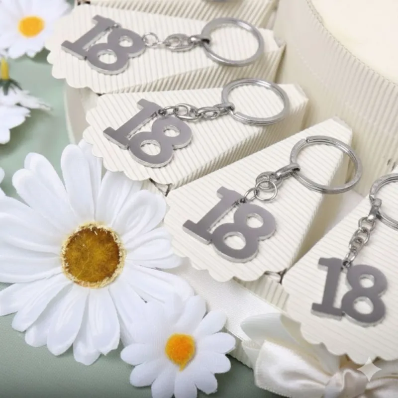 Bomboniera Torta Portachiave Silver con numero 18 anni