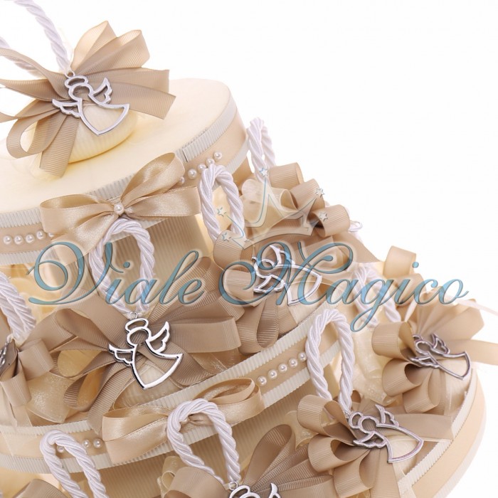 Bomboniere Battesimo Cresima Comunione Torta 20 pz Appendini Saponi Profumati con Angioletto